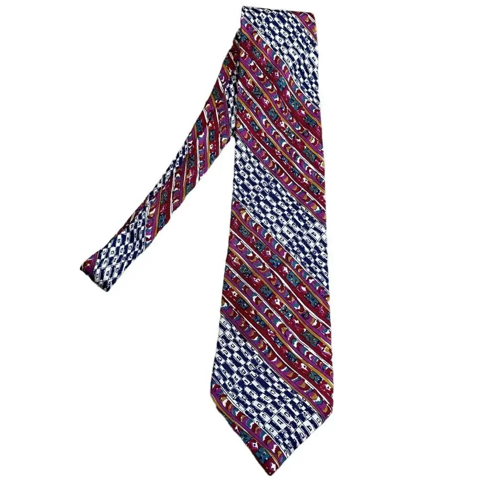 Missoni Men’s 100% Silk Neck Tie Bold Multicolor Geo‎ Abstract Print Handmade
